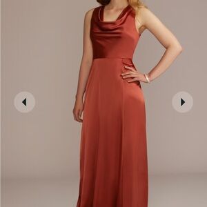 David's Bridal Brown Stretch Charmeuse Cowl Dress
STYLE# F20547 Cinnamon Sz 18